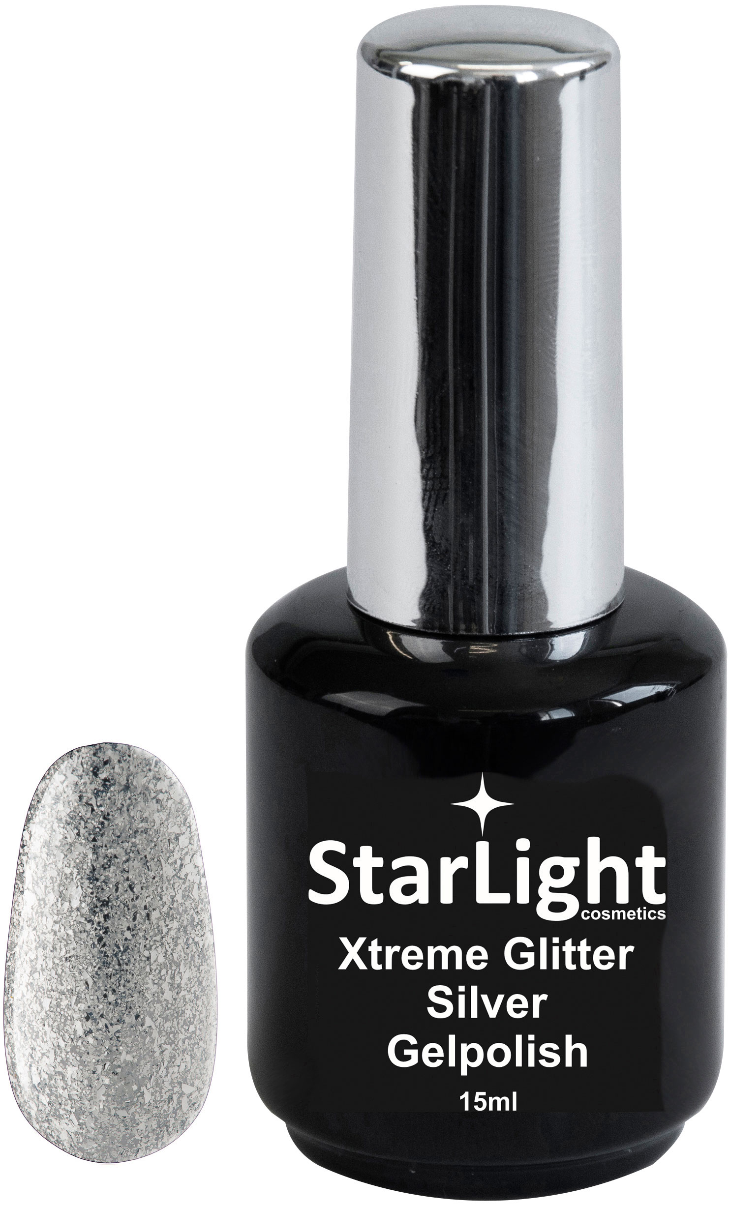 Naglar Gelpolish Xtreme Glitter Silver - 15 ml