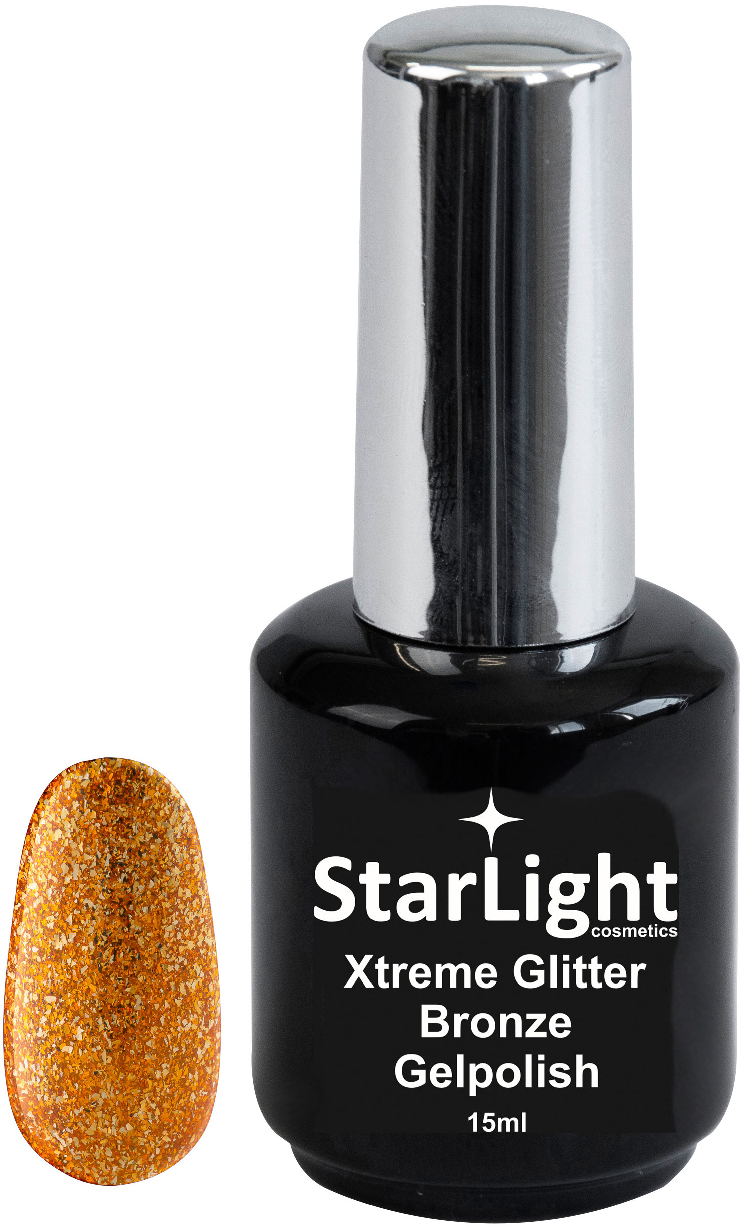 Naglar Gelpolish Xtreme Glitter Bronze - 15 ml