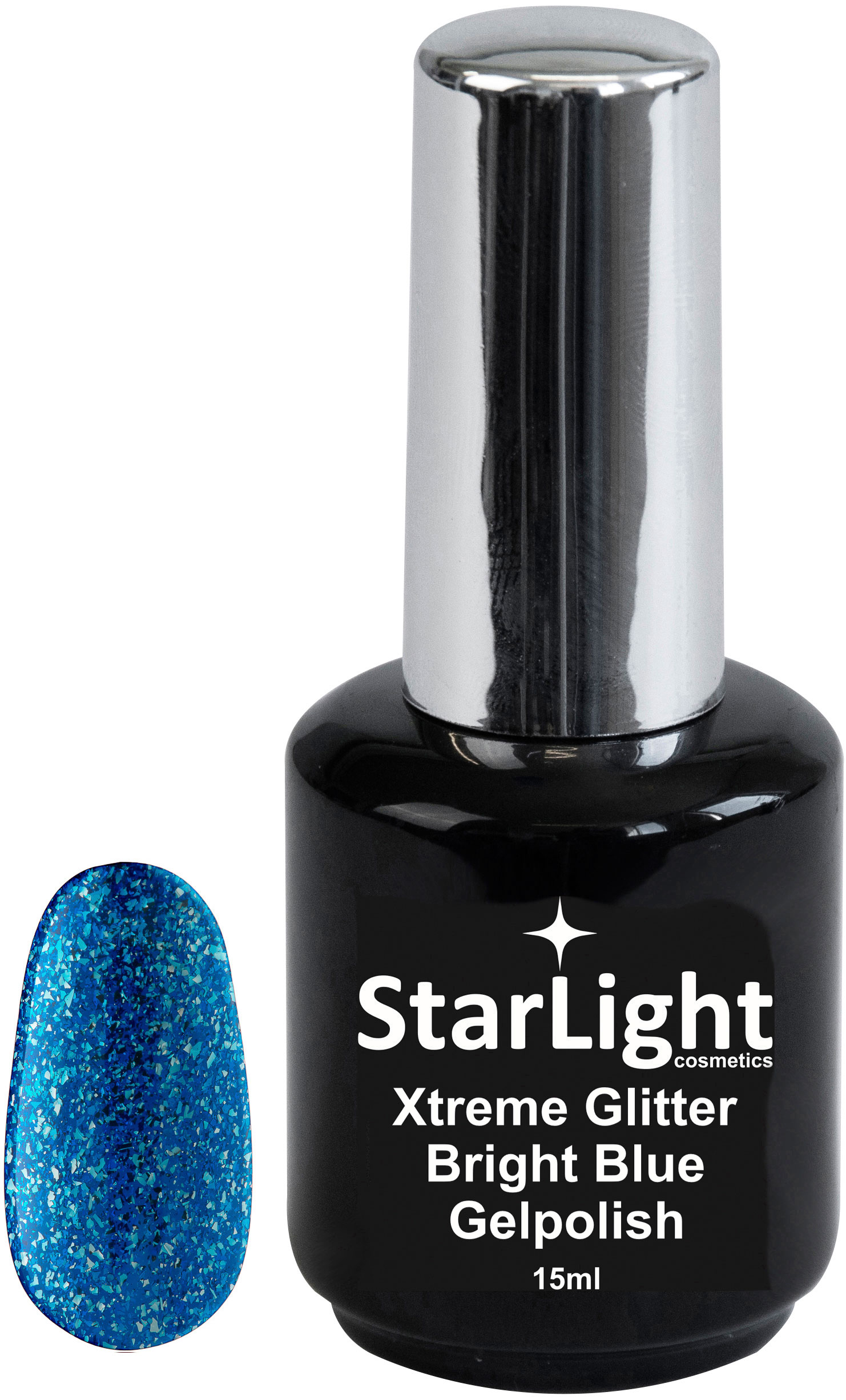 Naglar Gelpolish Xtreme Glitter Bright Blue - 15 ml