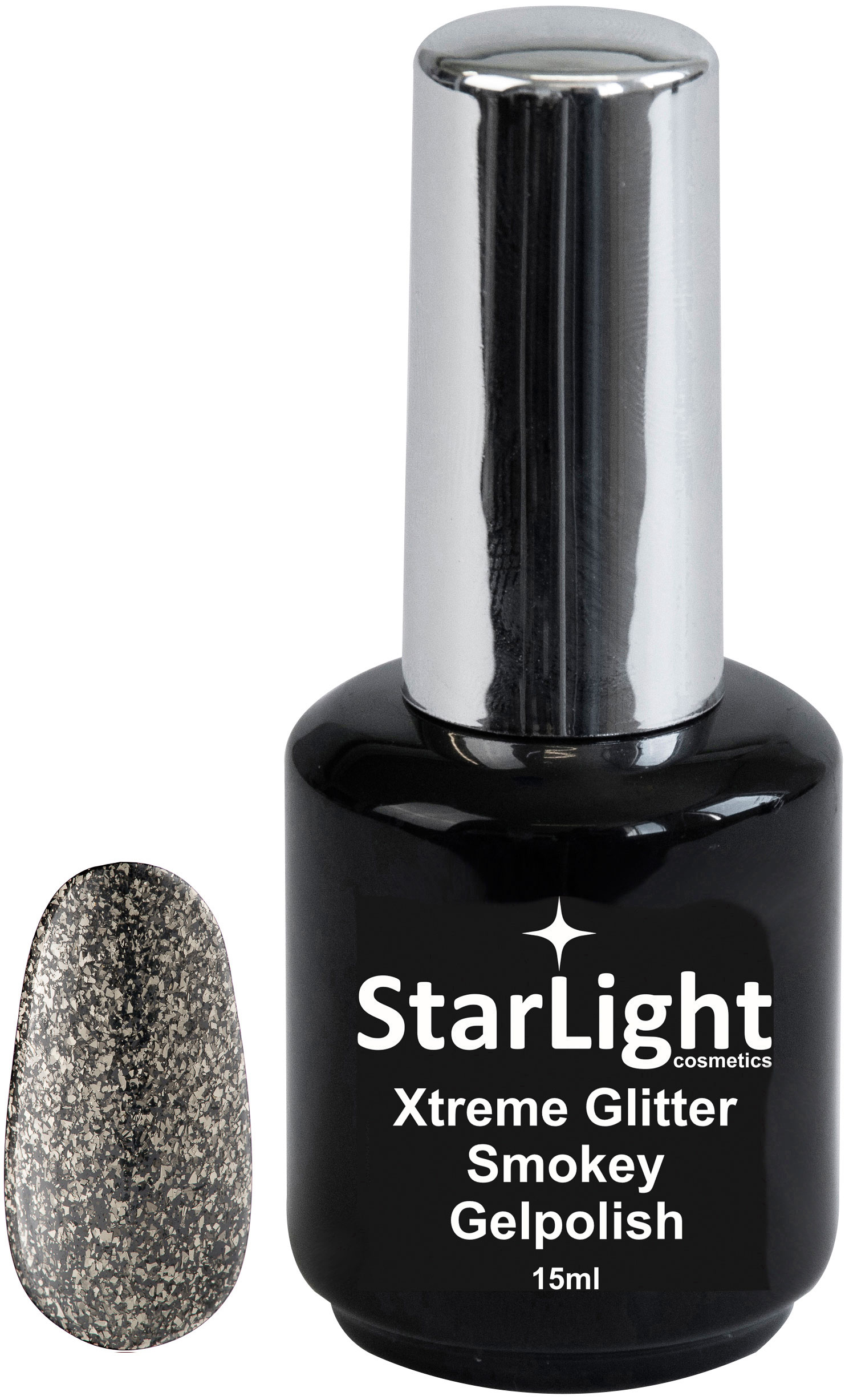 Naglar Gelpolish Xtreme Glitter Smokey - 15 ml