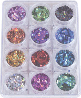 Naglar Rainbow Hexagons - 12 frger i en Bling Bling Box