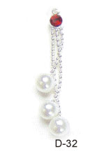 Naglar 3 Pearls Dangle Long - Red