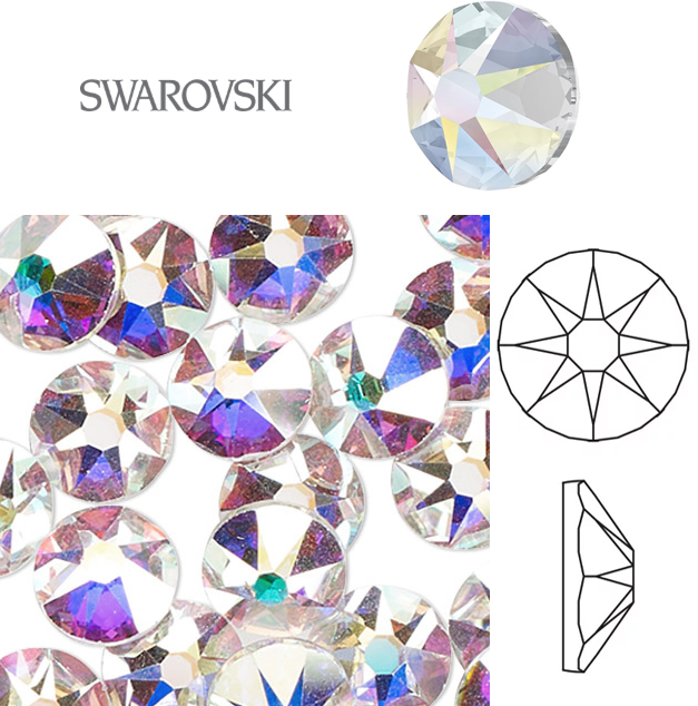 Naglar Swarovski Crystal Clear AB SS12 (3,00-3,20mm) - 40 st